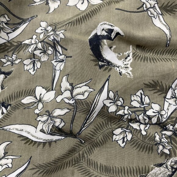 ExOfficio Button Up Shirt Men's L Short Sleeve Vented Outdoors Fish Floral Green - Picture 10 of 12